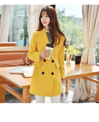 

2017 new long-sleeved long-sleeved thin hair coat jacket women's woolen coat