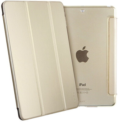 

ESCASE Apple iPad Air 5 Case Case Tablet ipad5 Leather Case with Button Tri-Fold Bracket Holster Sleeping Case Elegant Leather Texture Gold