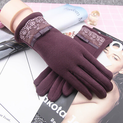 

Warm ladies gloves lovely spring autumn cotton gloves plus velvet thick riding hooded fashion winter touch screen gloves