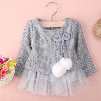 

Toddler Baby Girls Knitted O Neck Bow Tutu Princess Party Dress Clothes Outfits