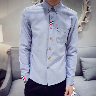 

Men Casual Shirt Fashion Long Sleeve Solid Color Spring Autumn Slim
