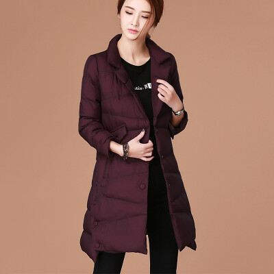 

City plus CIYPLUS 2017 winter new women's clothing art suit collar coat coat long paragraph cotton jacket jacket thick CWMF179163 dark purple L