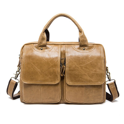 

DALFR Genuine Leather Handbags Vintage Bags for Men 17 Inch Male Messenger Bags Cowhide Crossbody Bags Men Famous Brands