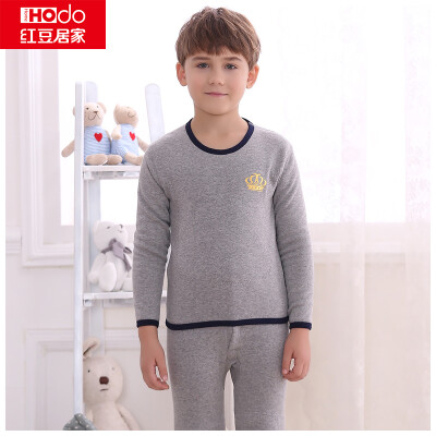 

Red baby home Hodohome children&39s thermal underwear suit boys&girls plus velvet thick section of gold armor Qiuqiu Qiutu sets Ma gray two girls 13070