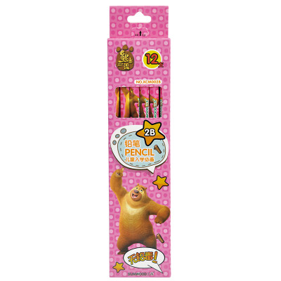 

Sanmu SUNWOOD Bear Infest Cartoon 2B Exam Tuka Pencil Pink Hexagon Rod 12 Pack XCM0028 Student Stationery