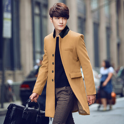 

2017 Winter fashion new in the long section of thick woolen windbreaker men woolen coat