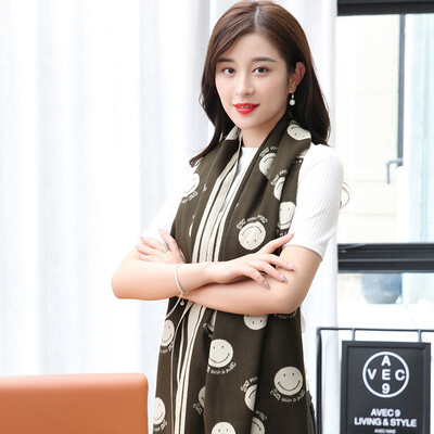 

STORY Of SHANGHAI Ladies&39 cashmere scarf autumn&winter warm shawl smile blue