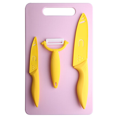 

Ceramics MYCERA ceramic cutting tools PP cutting board set of four-piece 6-inch chef knife 4-inch fruit knife Shaver yellow TC03Y