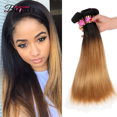 

museladybeauty Ombre Human Hair Malaysian Straight Hair Weave Bundles Blonde 1 Piece T1B/27 Non Remy Hair Extension