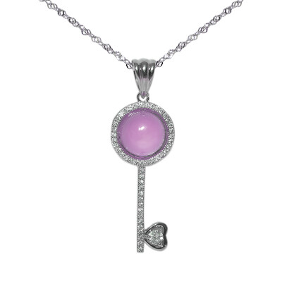 

JingTian jewelry S925 silver inset agate necklace girl's collarbone chain key pendant