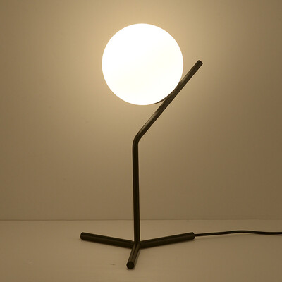 

BOKT Simple Designs Home Decor Minimalist Antique Style Industrial Iron Lantern Desk Lamp with Glass Ball Shade, Black