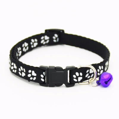 

Safety Nylon Dog Puppy Cat Collar Breakaway Adjustable Cats Collars with Bell and Bling Paw Charm width 1.0cm