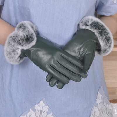 

Ms winter sheep skin leather gloves warm