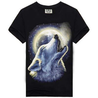 

Mens Black 3D Graphics Printed Rock Skull Pattern Short Sleeve T-Shirt Top Tee Shirt M-XXXLMoon Wolf