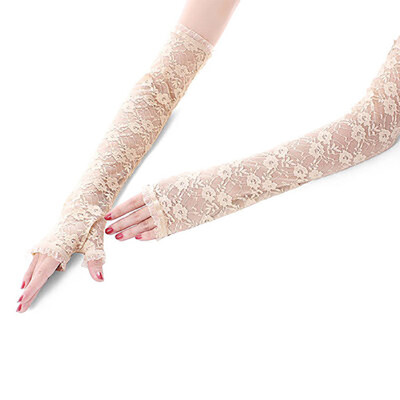 

Summer semi - lace sunscreen gloves elbow drive anti - UV gloves wedding gloves in the long exposed fingers