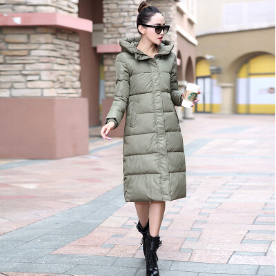 

2017 new winter cotton women thickening long paragraph long knees down jacket Slim plus section of the cold