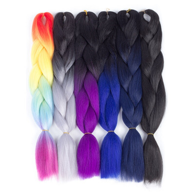 

mirras mirror 6pcslot Synthetic Crochet 26in Hair Extensions Ombre Jumbo Braid Hair Two Tone Color Rainbow color Hair