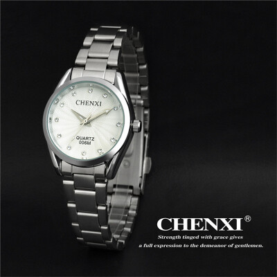 

CHENXI Women Watches Ladies Stainless Steel Quartz Wristwatches Luxury Rhinestones Clock Business Simple Dress Watch