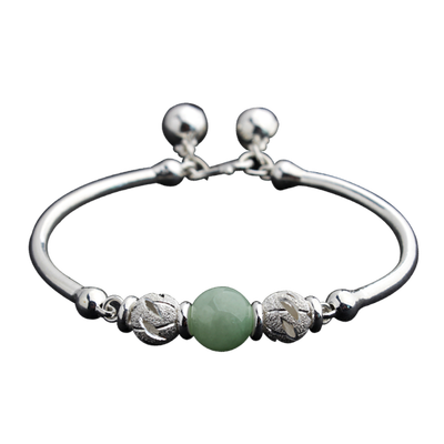 

Luo Linglong s925 sterling silver translucent beads bracelet jewelry anti-allergic simple temperament personality fresh retro hand