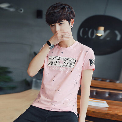 

Summer short - sleeved men 's T - shirt printed Slim summer half - sleeve trend as gift for men's