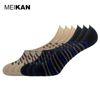 

MEIKAN 6Pairs Men Boat Socks Bamboo Fiber Running Cycling Socks Stripe Invisible Bike Meias Homens Brand Boat Slipper Socks