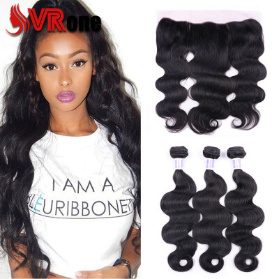 

Indian Virgin Hair With Lace Frontal Indian Body Wave 3 Bundles With Frontal Closure Human Hair With Frontal