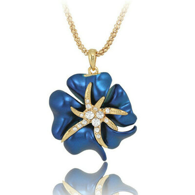 

Yoursfs® 18K Rose Gold Plated Blue Painting Flower Necklace Use Austrian Crystal Fashion Necklace