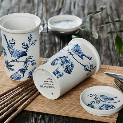 

A Ting Creative ceramic printing iron chopsticks tube with drain base pair of chopsticks sleeves