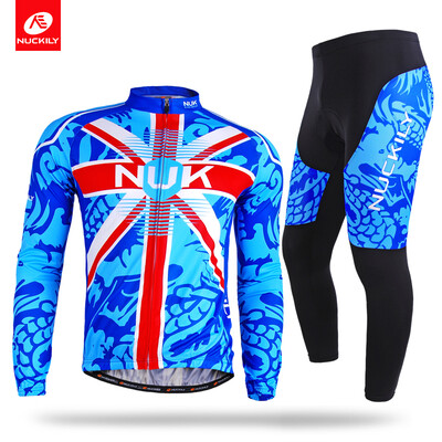 

NUCKILY Mens SpringAutumn polyester dragon print road bike clothes long sleeve cycling jersey set