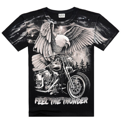 

MEN BONE 3D Personality trend T-shirt , Full printing Eagle locomotive pattern