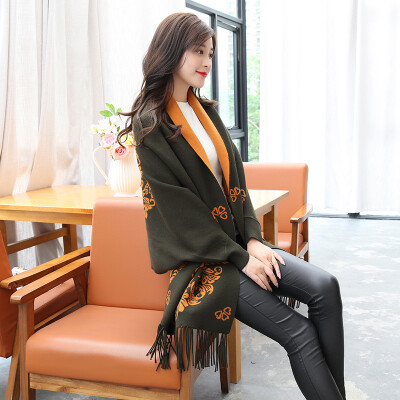 

Shanghai stock STORY Of SHANGHAI ladies scarves autumn&winter warm to wear shawl silhouette jacquard rose red