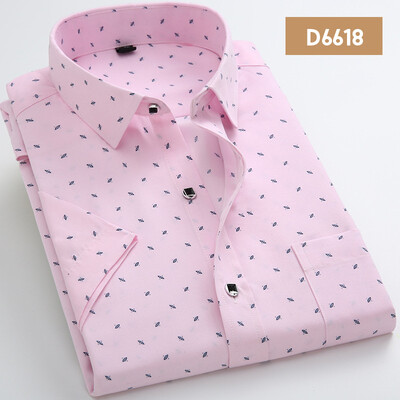 

Men Casual Shirt Fashion Short Sleeve Solid Color Summer Slim Printing