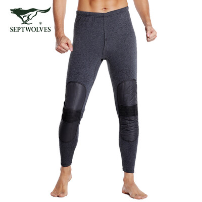 

Seven wolves mens warm pants plus velvet padded knee velvet middle&old warm leg pants knee pads 98993 deep hemp gray
