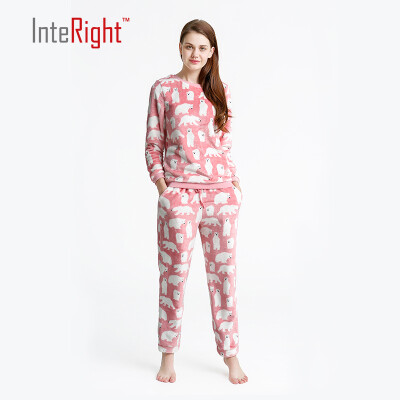 

INTERIGHT ladies bear warm pajamas home service light blue L