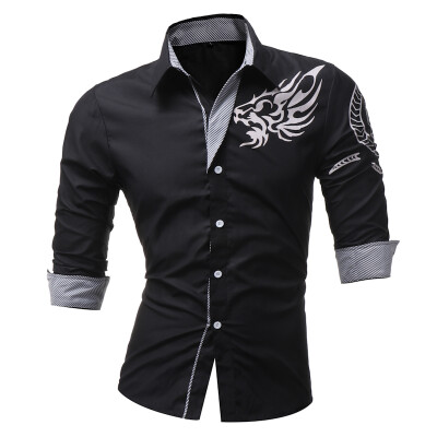 

HEYKESON 2017 New Men'S Long-Sleeved Dress Shirt Dragons Men'S Casual Slim Lapel Male Quality Large Size 4XL