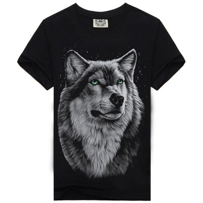 

Men's Black 3D Graphics Printed Rock Animal Pattern Short Sleeve T-Shirt Top Tee Shirt -XXXL（White Wolf）