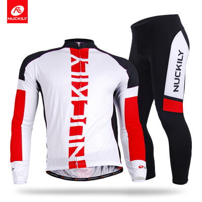 

NUCKILY Mens SpringAutumn high performance long sleeve bike padded wear bicycle set