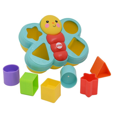 

Fisher Price puzzle toy building blocks stack small butterfly matching box CDC22