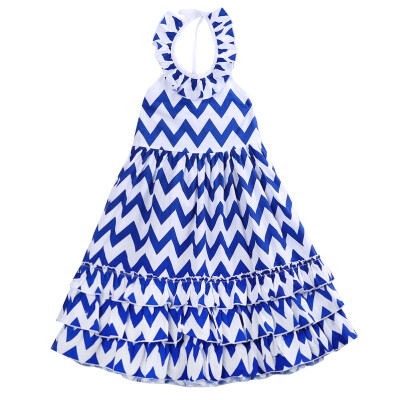 

Cool Fashion Backless Kids Girls Wave Stripe Maxi Long Sundress Boho Dress Skirt