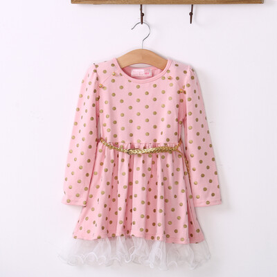 

lovely baby girl lace tulle party dress habilléeavec spotted golden belt