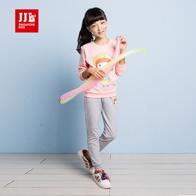 

JJLKIDS Partner Club children's clothing girls autumn girl long-sleeved sweater casual pants two-piece sports suit GQZ61337 lotus root starch 120