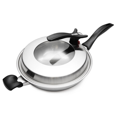 

Платина Dili Bodeux хрустальная сталь wok 32CM 304 ручка из нержавеющей стали с выхлопной трубой без дыма без приклеивания wok Индукционная плита Газовая плита Universal