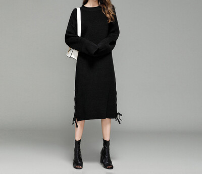 

2017 autumn and winter new loose knit dress long sweater long sleeves sweater skirt