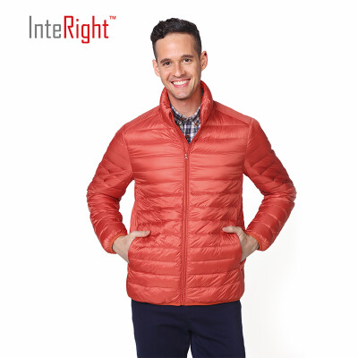 

INTERIGHT 90 white duck down mens stand collar ultra light portable down jacket orange  code