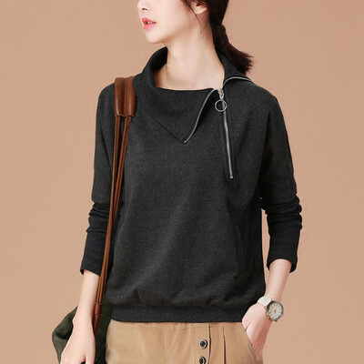 

City plus CITYPLUS 2017 autumn&winter new women&39s clothing wild sweater loose loose hedge long-sleeved T-shirt CWWY179352 gray XL