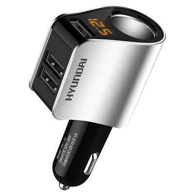 

HYUNDAI car charger cigarette lighter HY-10 three USB one tow two-cigarette smoke extender intelligent voltage detection