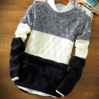 

Winter Men 's Round Collar Coat Sweater Color Sweater Sweater as gift for men