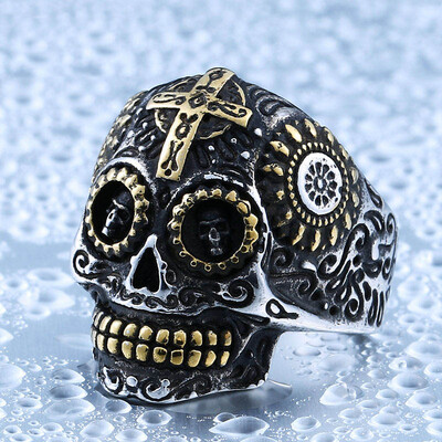

Mens Gothic Carving Ring Man Stainless Steel High Quality Detail Biker Skull Jewelry For Boy The Lord Of Ring