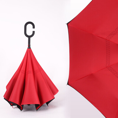 

opposite direction umbrella double-deck long umbrella men and women sun umbrella originality windbreak car Hands-free stand agains