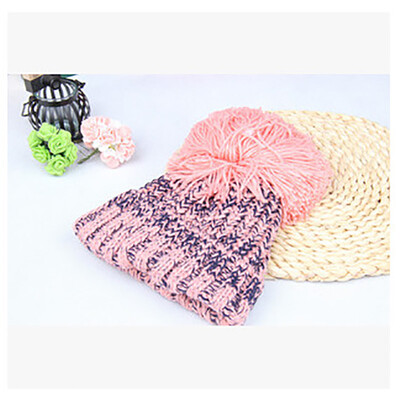 

Children hat new baby winter warm thick flower line artifact big ball wool hat knitted hat